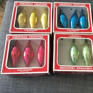 11 Vintage Glass Teardrop Ornaments